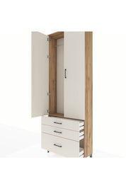 Arges Dolap Tek Raflı 3 Çekmeceli Tek Askılı 88x30x243 - S33M305V7A