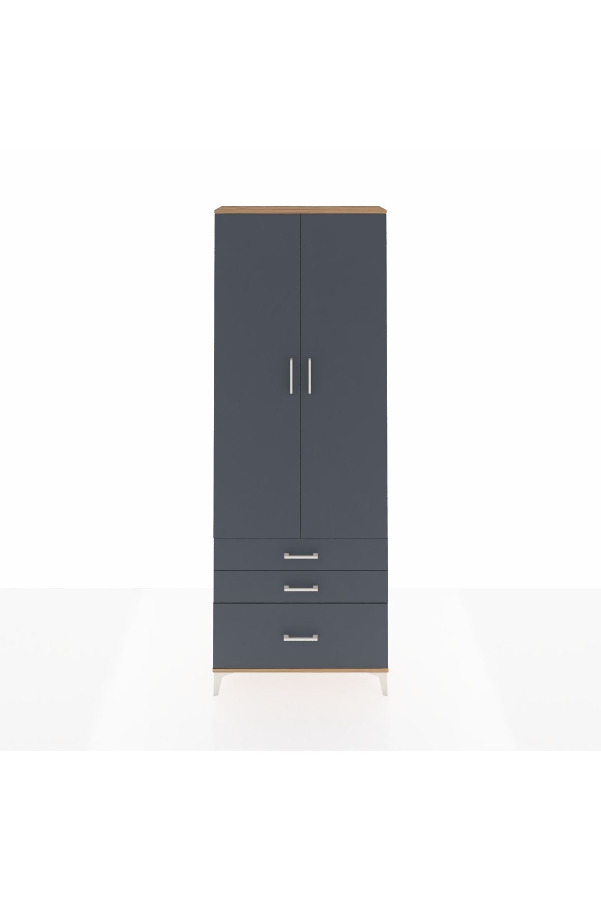 Arges Dolap Tek Raflı 3 Çekmeceli Tek Askılı 88x30x243 - S33M305V8A