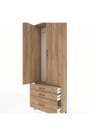 Arges Dolap Tek Raflı 3 Çekmeceli Tek Askılı 88x30x243 - S33M305V9A
