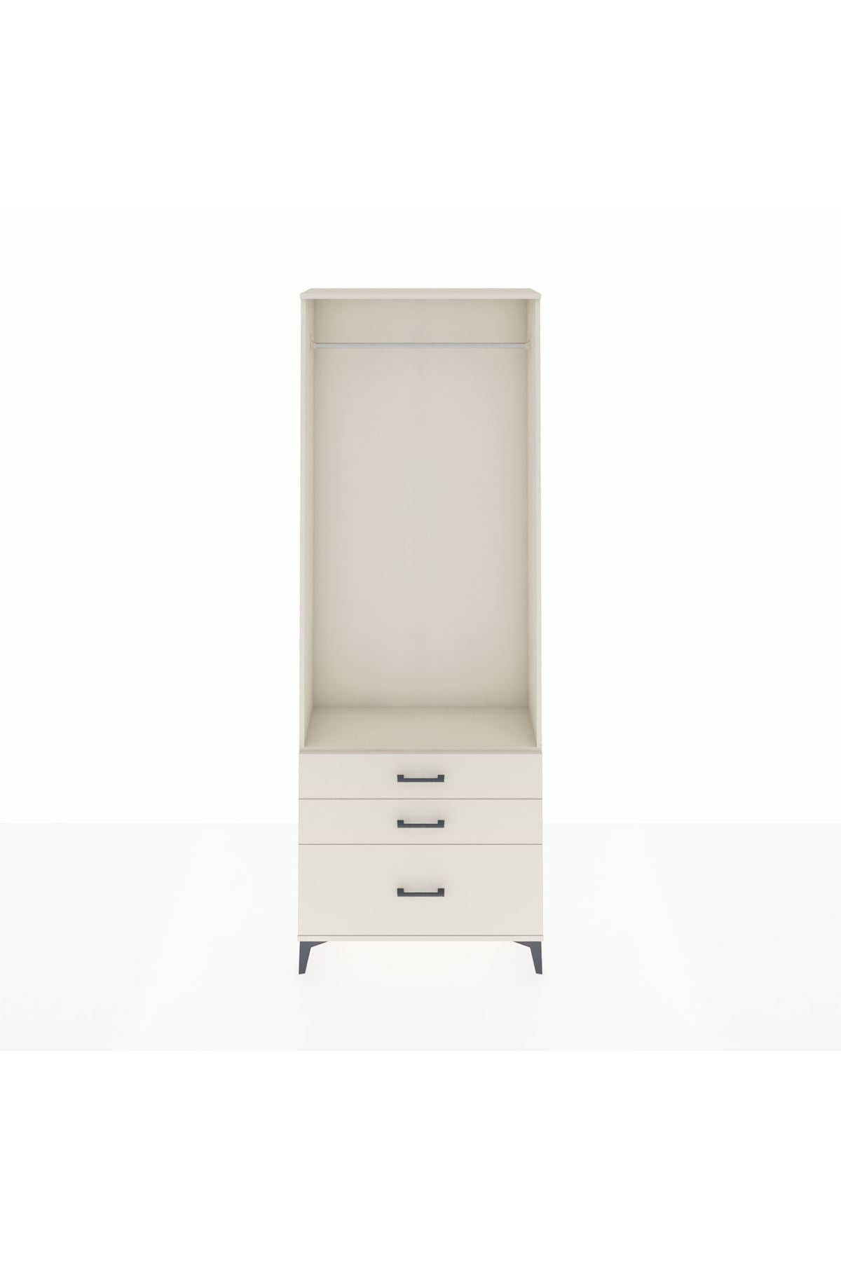 Arges Dolap Tek Raflı 3 Çekmeceli Tek Askılı 88x30x243 - S33M306V1A