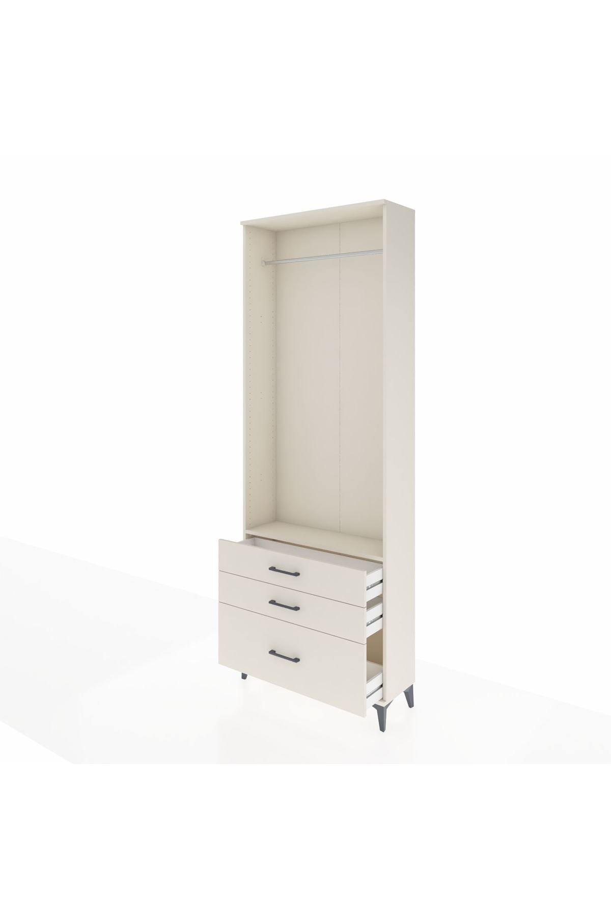 Arges Dolap Tek Raflı 3 Çekmeceli Tek Askılı 88x30x243 - S33M306V1A