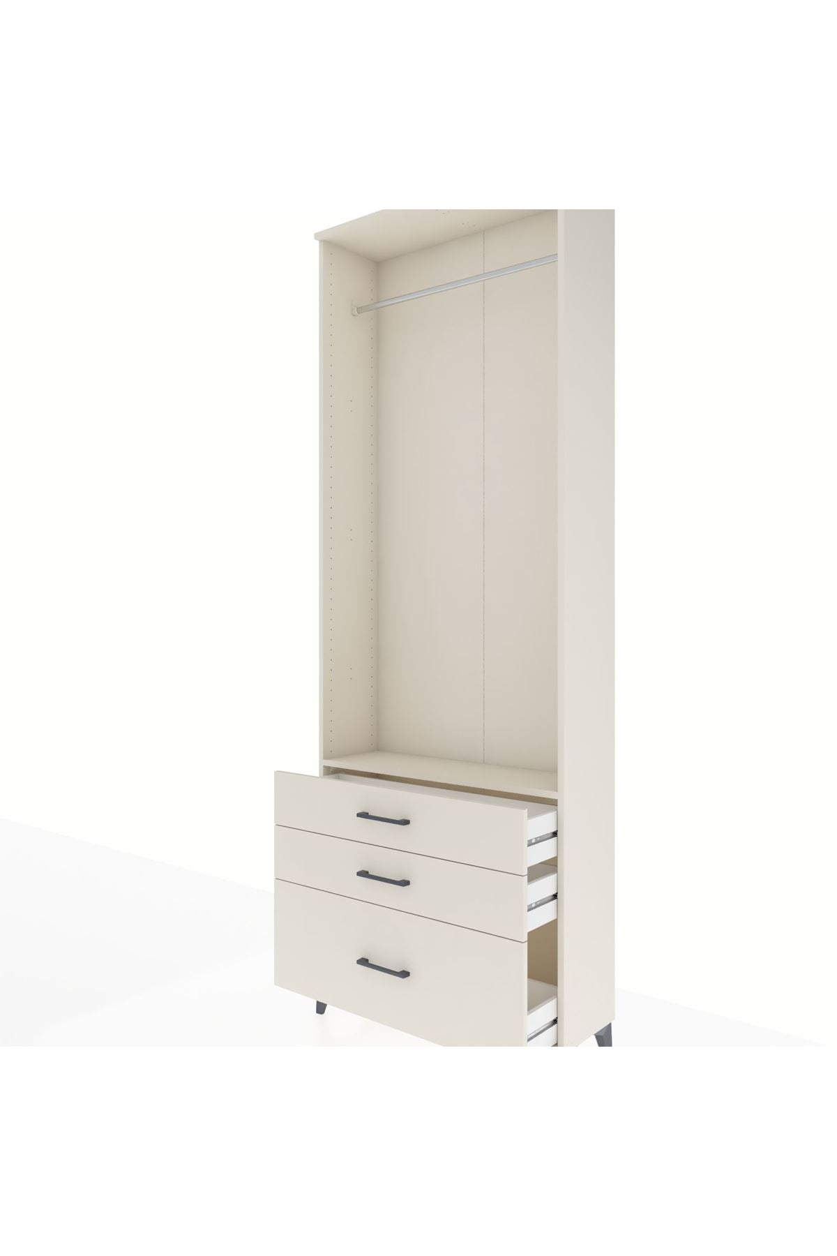 Arges Dolap Tek Raflı 3 Çekmeceli Tek Askılı 88x30x243 - S33M306V1A