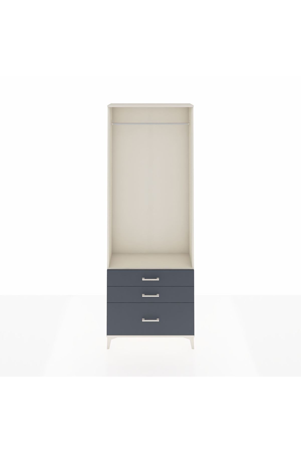Arges Dolap Tek Raflı 3 Çekmeceli Tek Askılı 88x30x243 - S33M306V2A