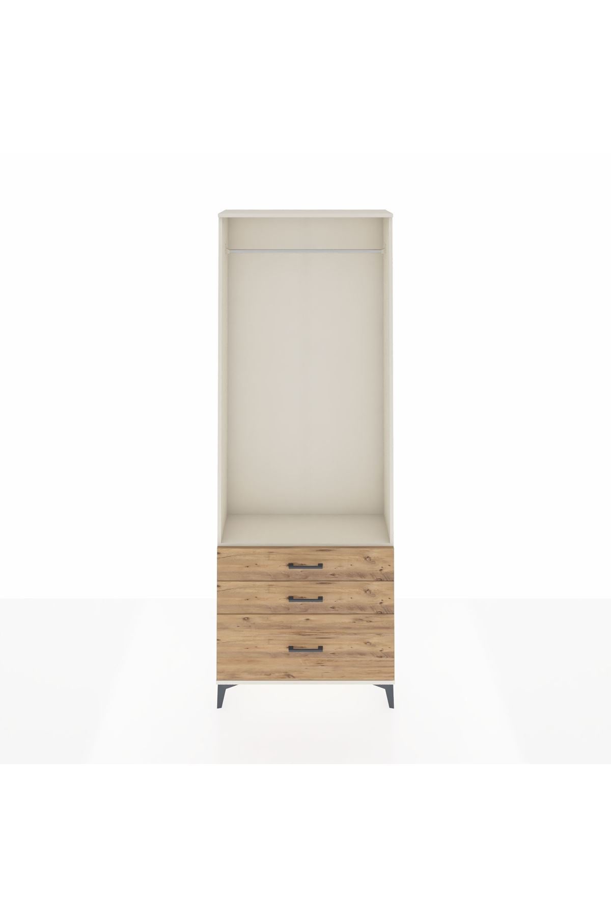 Arges Dolap Tek Raflı 3 Çekmeceli Tek Askılı 88x30x243 - S33M306V3A