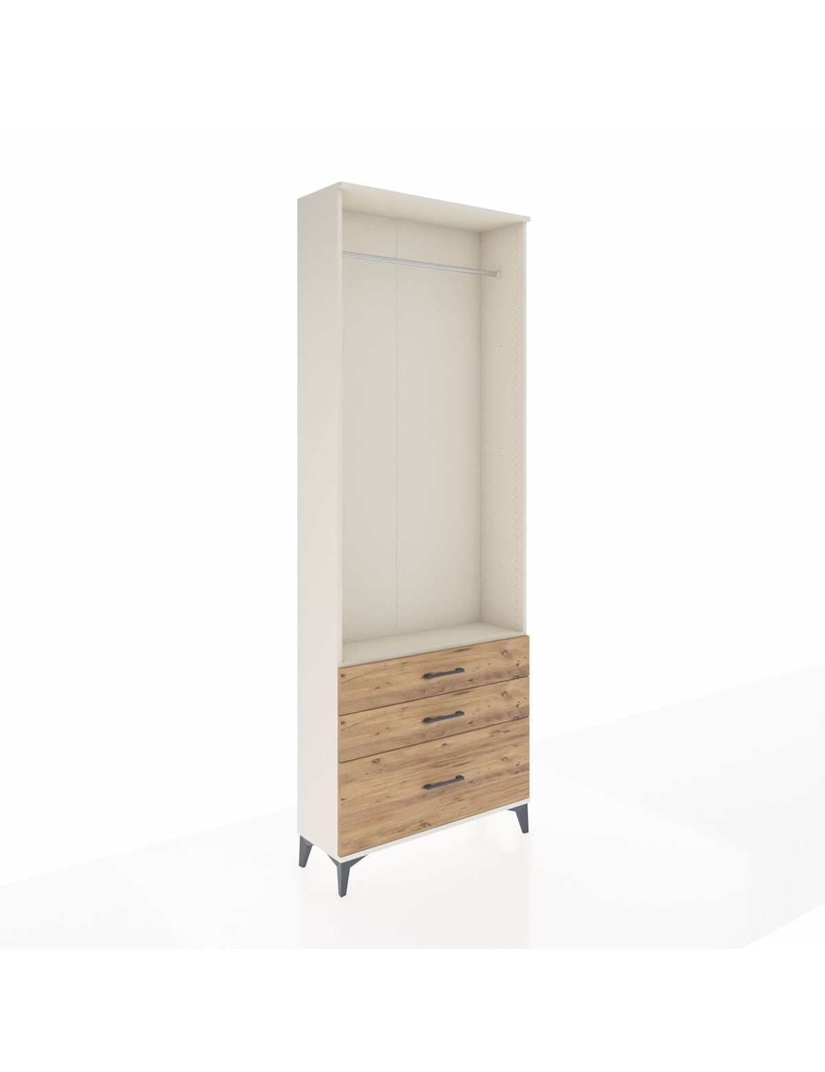 Arges Dolap Tek Raflı 3 Çekmeceli Tek Askılı 88x30x243 - S33M306V3A