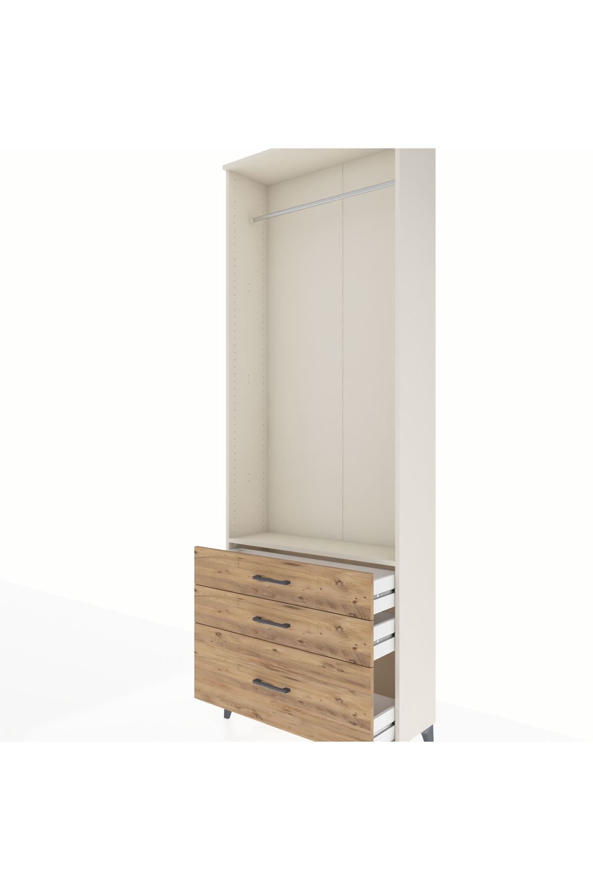Arges Dolap Tek Raflı 3 Çekmeceli Tek Askılı 88x30x243 - S33M306V3A