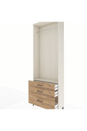 Arges Dolap Tek Raflı 3 Çekmeceli Tek Askılı 88x30x243 - S33M306V3A