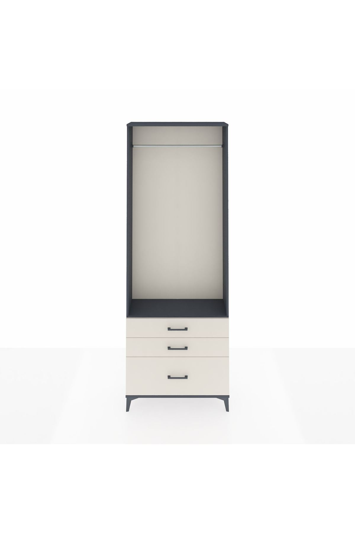 Arges Dolap Tek Raflı 3 Çekmeceli Tek Askılı 88x30x243 - S33M306V4A