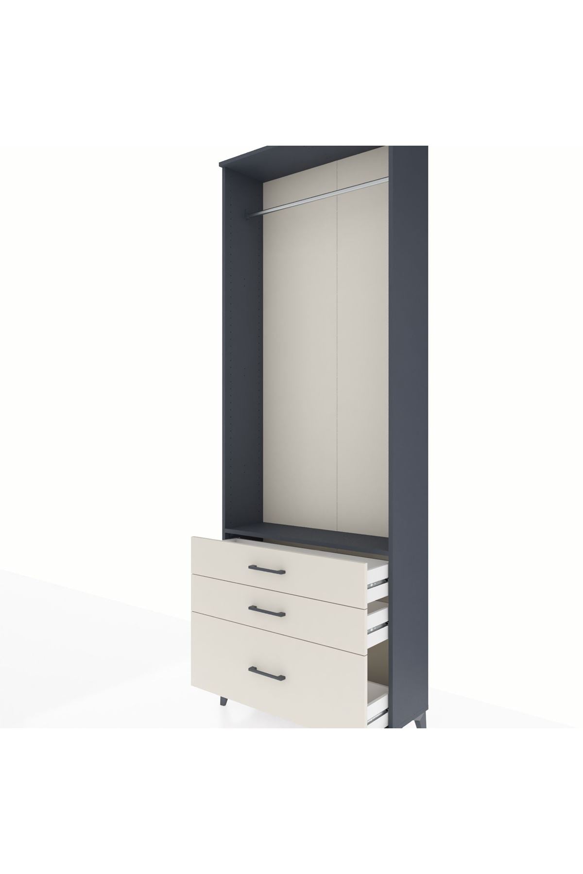Arges Dolap Tek Raflı 3 Çekmeceli Tek Askılı 88x30x243 - S33M306V4A