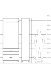 Arges Dolap Tek Raflı 3 Çekmeceli Tek Askılı 88x30x243 - S33M306V4A