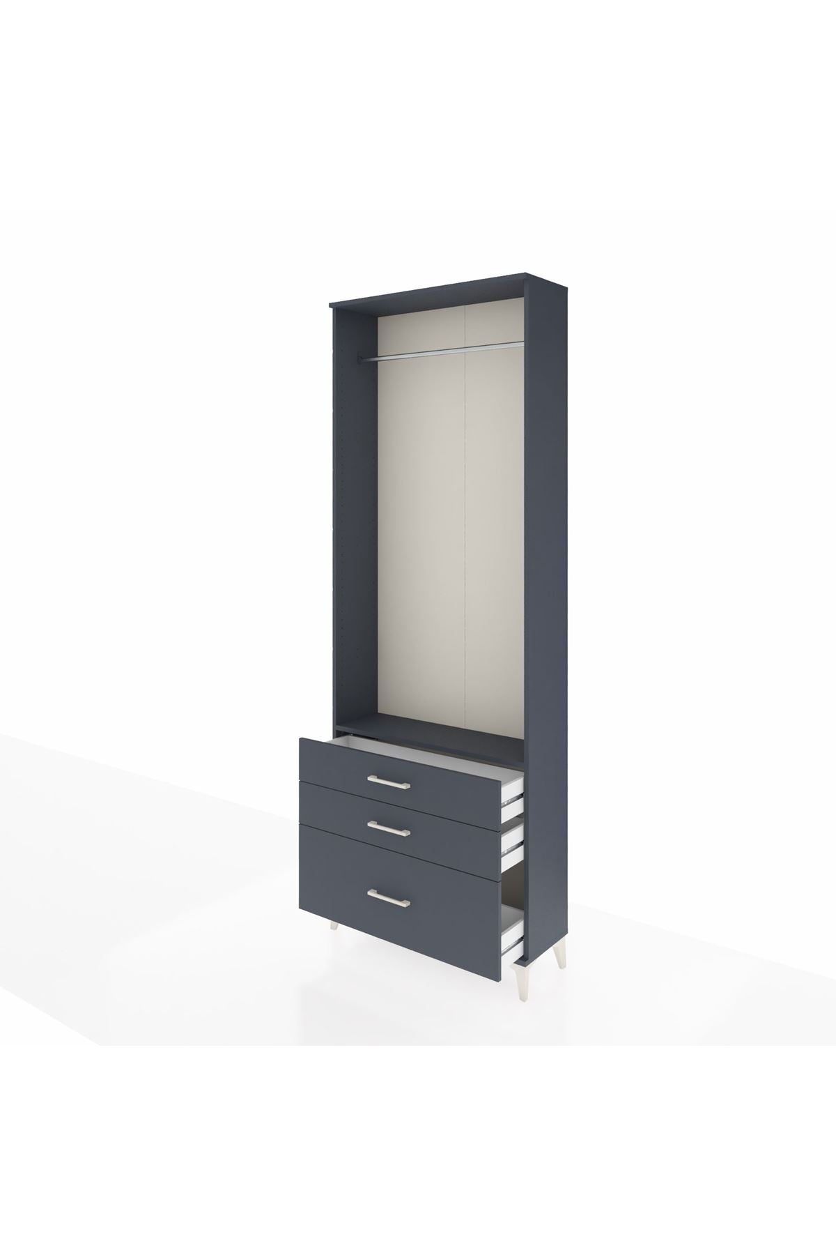 Arges Dolap Tek Raflı 3 Çekmeceli Tek Askılı 88x30x243 - S33M306V5A
