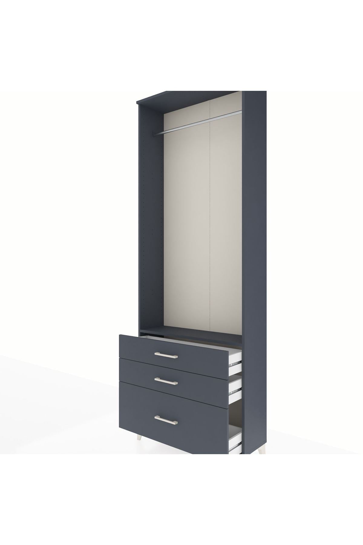 Arges Dolap Tek Raflı 3 Çekmeceli Tek Askılı 88x30x243 - S33M306V5A