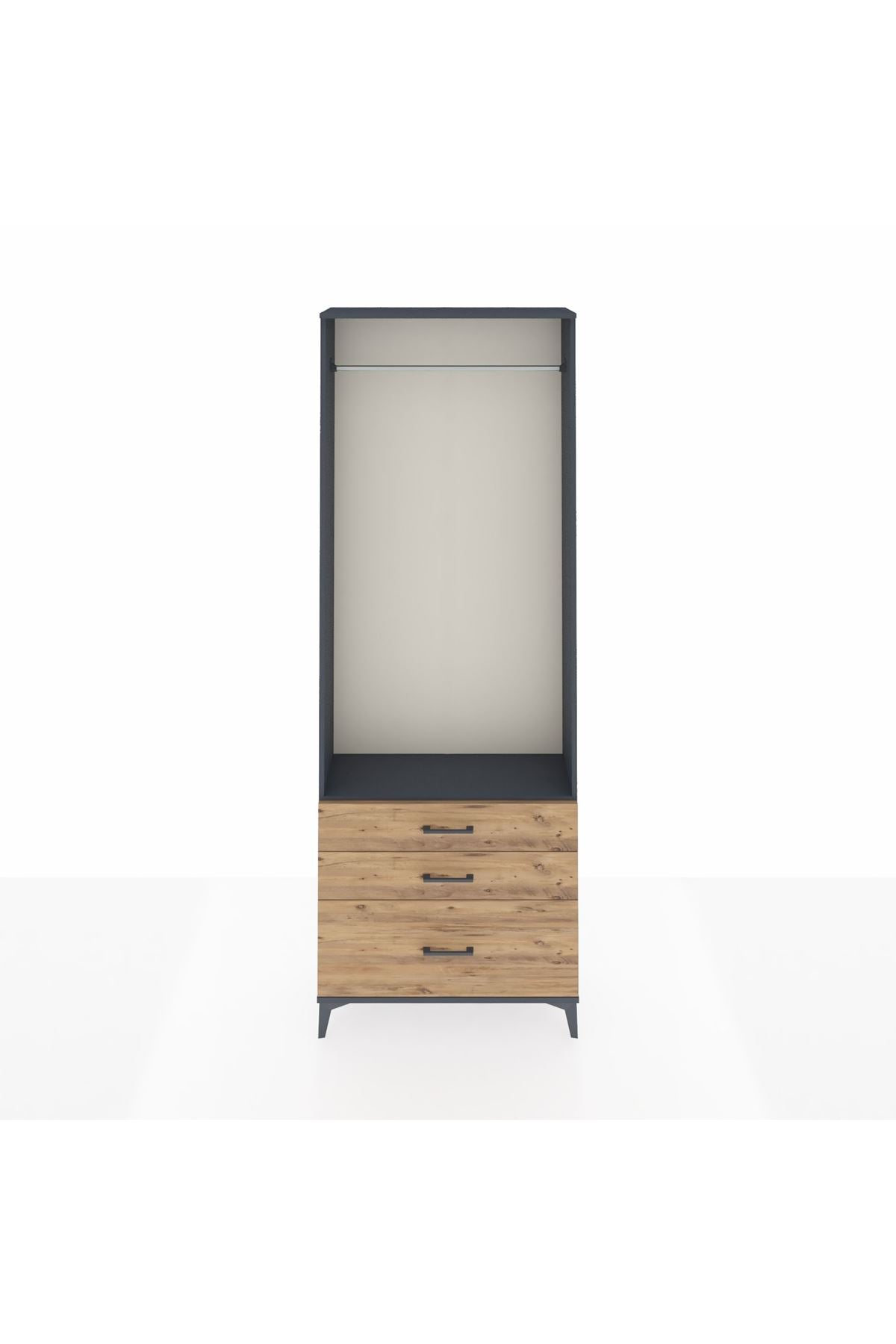 Arges Dolap Tek Raflı 3 Çekmeceli Tek Askılı 88x30x243 - S33M306V6A