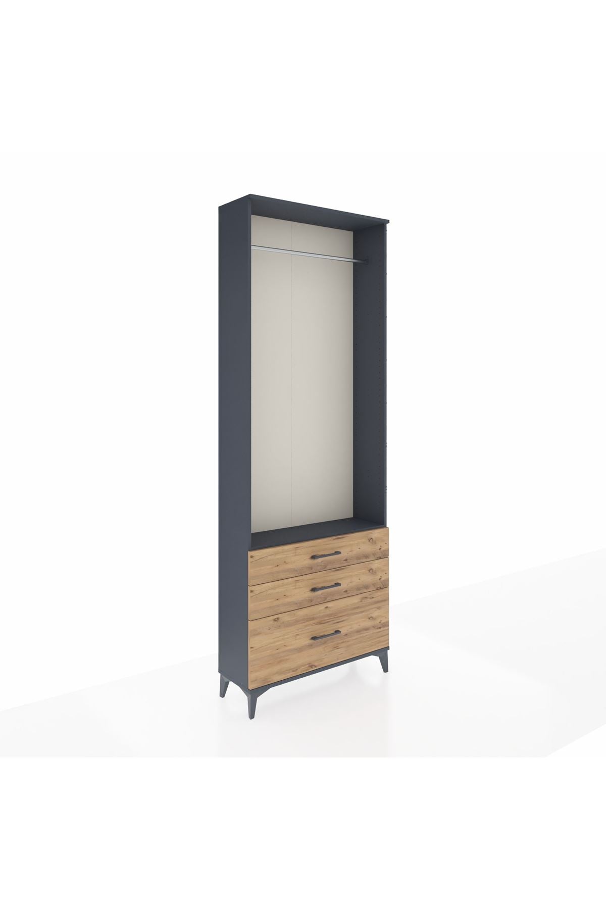 Arges Dolap Tek Raflı 3 Çekmeceli Tek Askılı 88x30x243 - S33M306V6A
