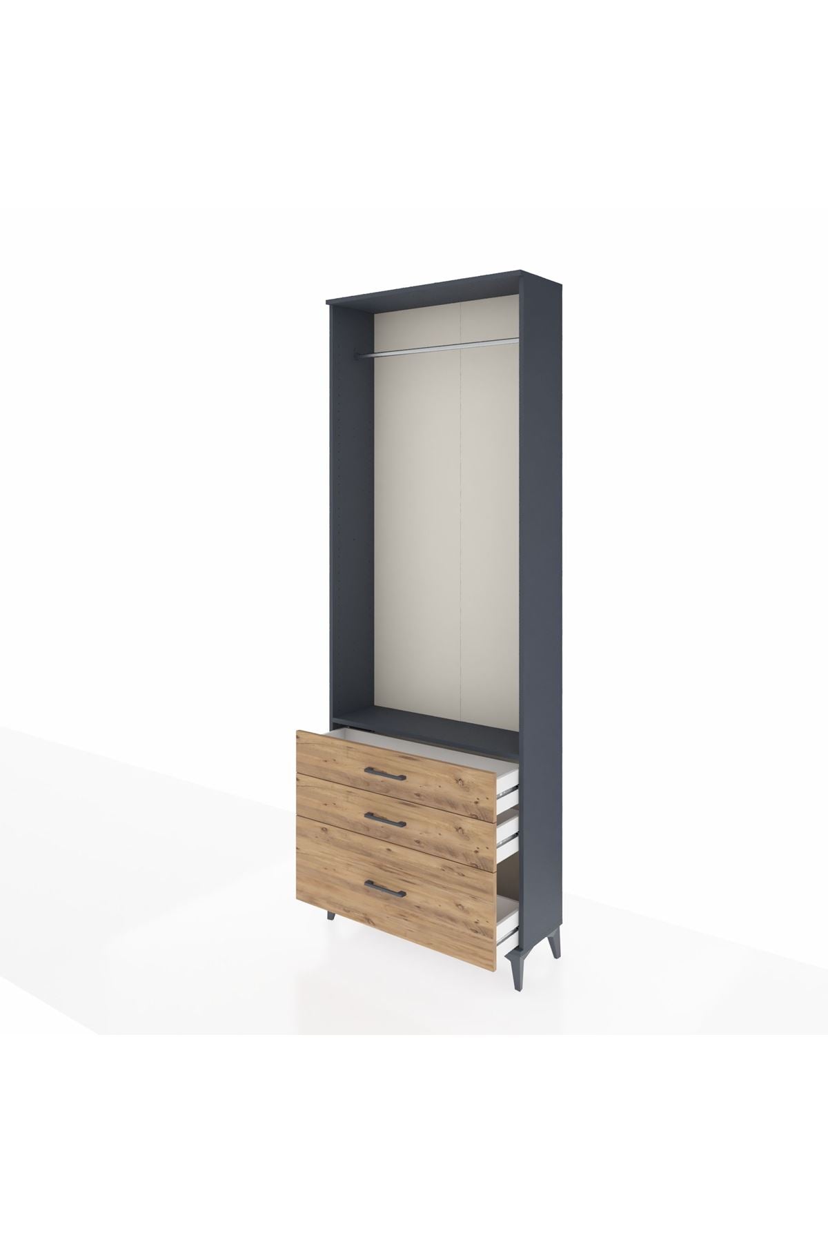 Arges Dolap Tek Raflı 3 Çekmeceli Tek Askılı 88x30x243 - S33M306V6A