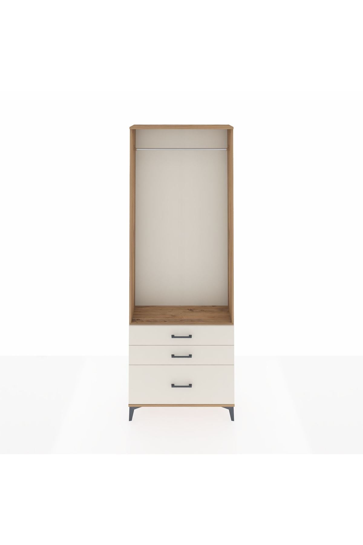 Arges Dolap Tek Raflı 3 Çekmeceli Tek Askılı 88x30x243 - S33M306V7A