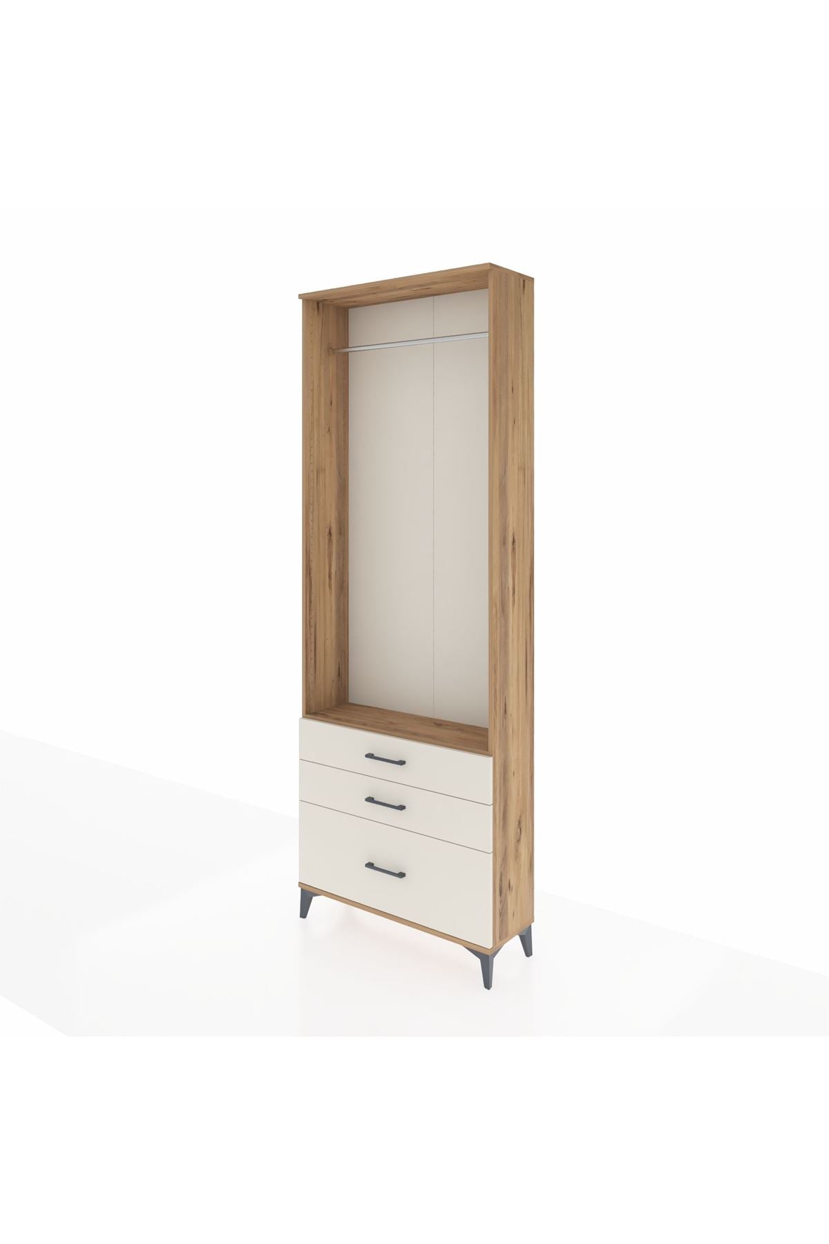 Arges Dolap Tek Raflı 3 Çekmeceli Tek Askılı 88x30x243 - S33M306V7A