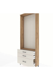 Arges Dolap Tek Raflı 3 Çekmeceli Tek Askılı 88x30x243 - S33M306V7A