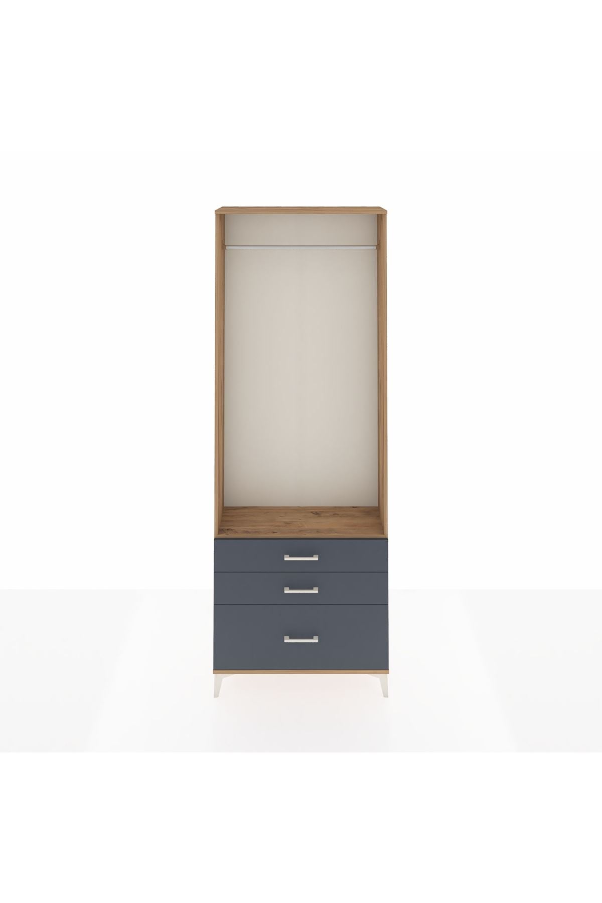 Arges Dolap Tek Raflı 3 Çekmeceli Tek Askılı 88x30x243 - S33M306V8A