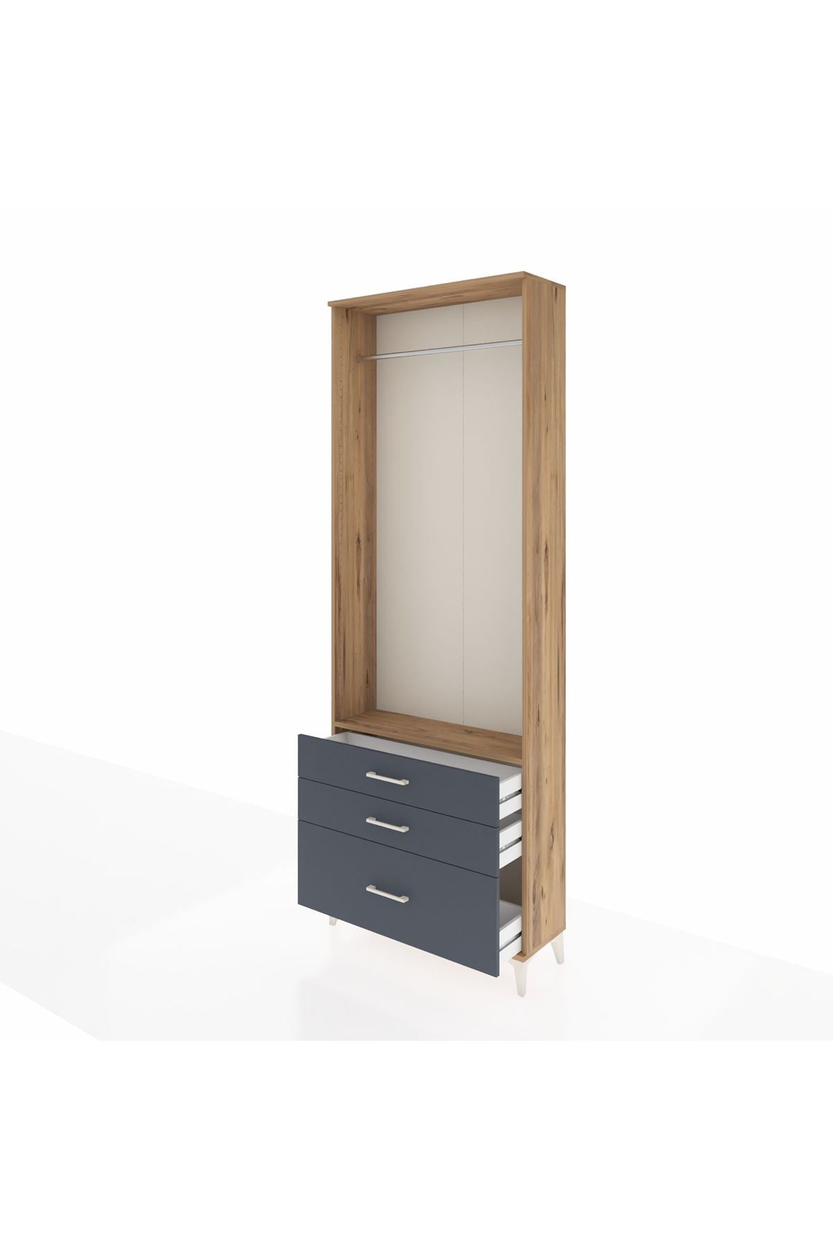 Arges Dolap Tek Raflı 3 Çekmeceli Tek Askılı 88x30x243 - S33M306V8A