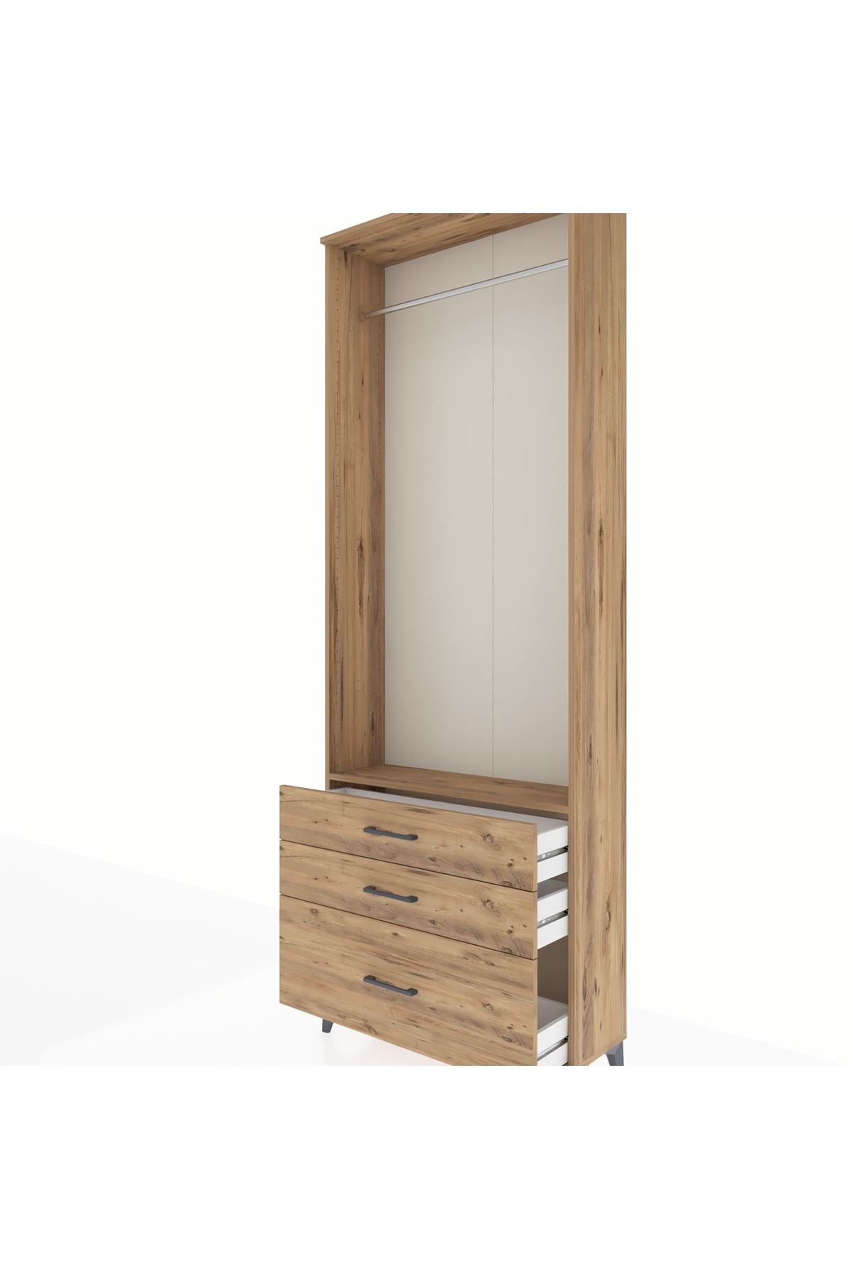 Arges Dolap Tek Raflı 3 Çekmeceli Tek Askılı 88x30x243 - S33M306V9A