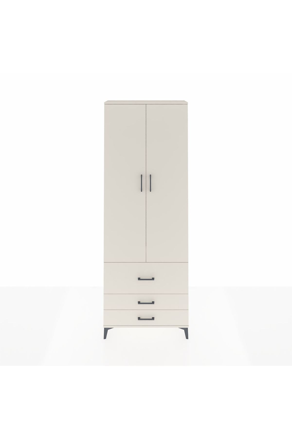 Arges Dolap Tek Raflı 3 Çekmeceli Tek Askılı 88x30x243 - S33M307V1A