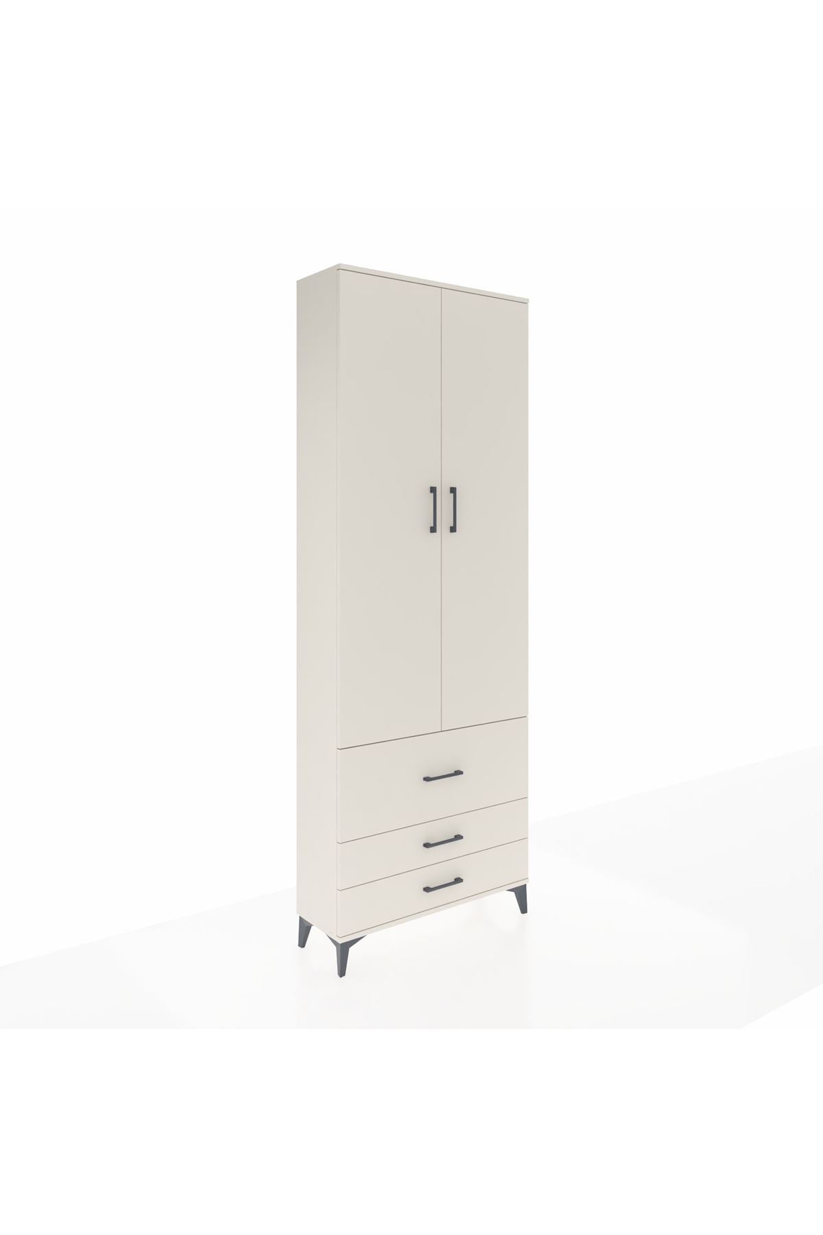 Arges Dolap Tek Raflı 3 Çekmeceli Tek Askılı 88x30x243 - S33M307V1A