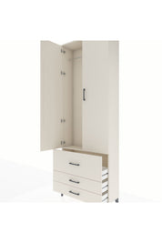 Arges Dolap Tek Raflı 3 Çekmeceli Tek Askılı 88x30x243 - S33M307V1A