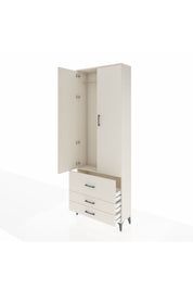 Arges Dolap Tek Raflı 3 Çekmeceli Tek Askılı 88x30x243 - S33M307V1A