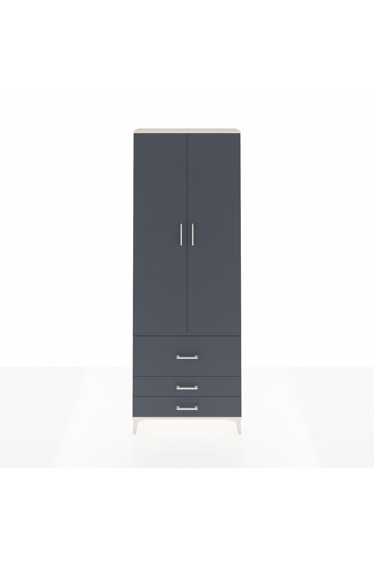 Arges Dolap Tek Raflı 3 Çekmeceli Tek Askılı 88x30x243 - S33M307V2A