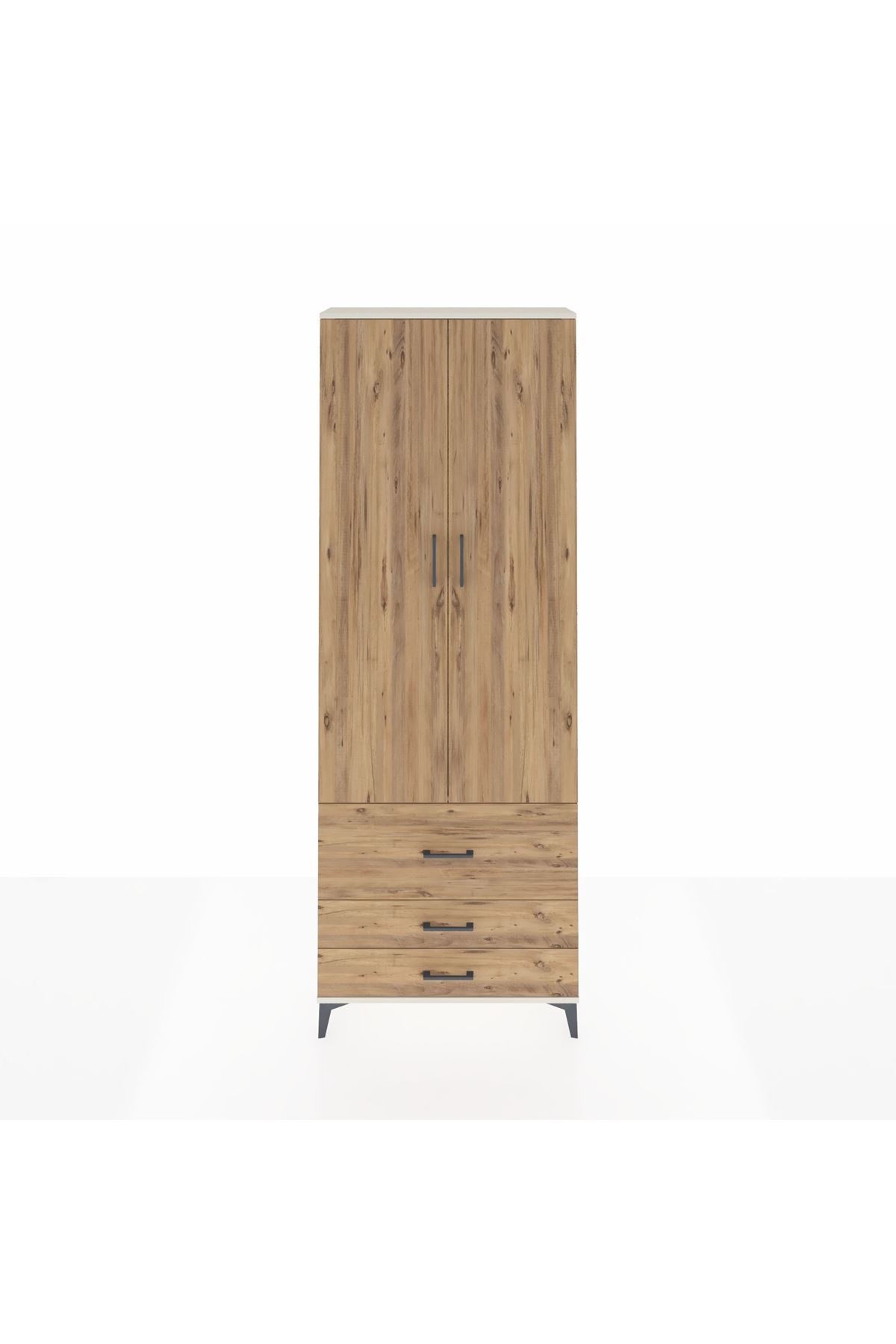 Arges Dolap Tek Raflı 3 Çekmeceli Tek Askılı 88x30x243 - S33M307V3A