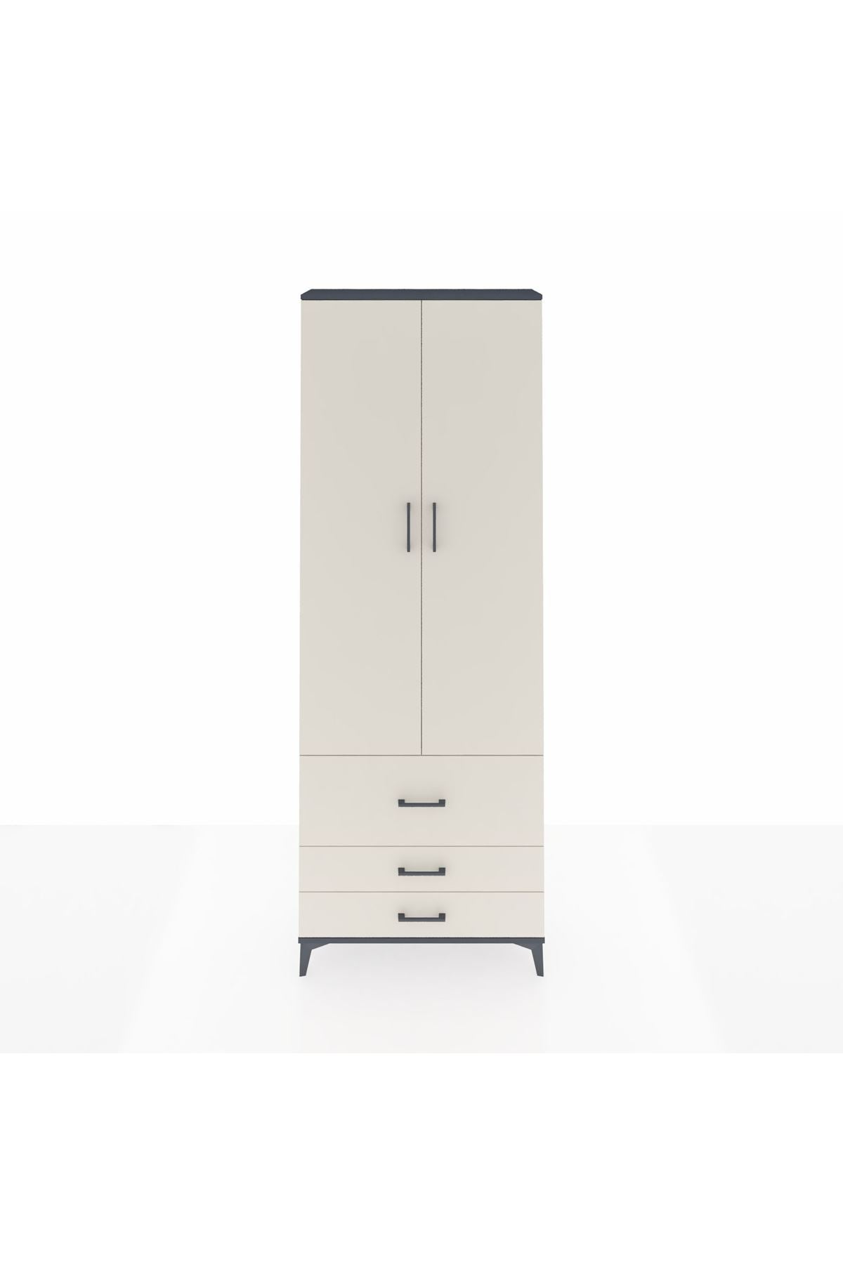 Arges Dolap Tek Raflı 3 Çekmeceli Tek Askılı 88x30x243 - S33M307V4A