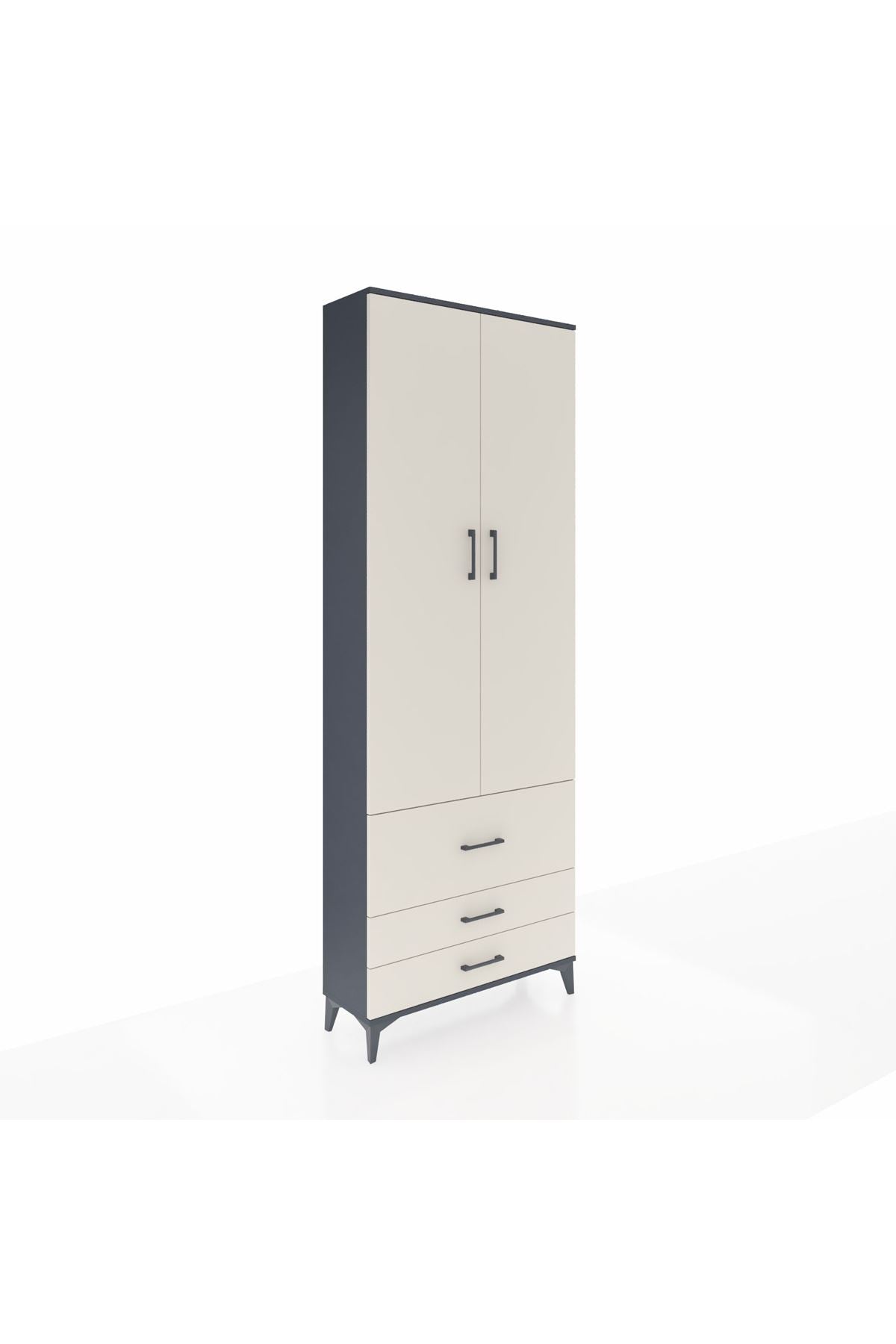 Arges Dolap Tek Raflı 3 Çekmeceli Tek Askılı 88x30x243 - S33M307V4A