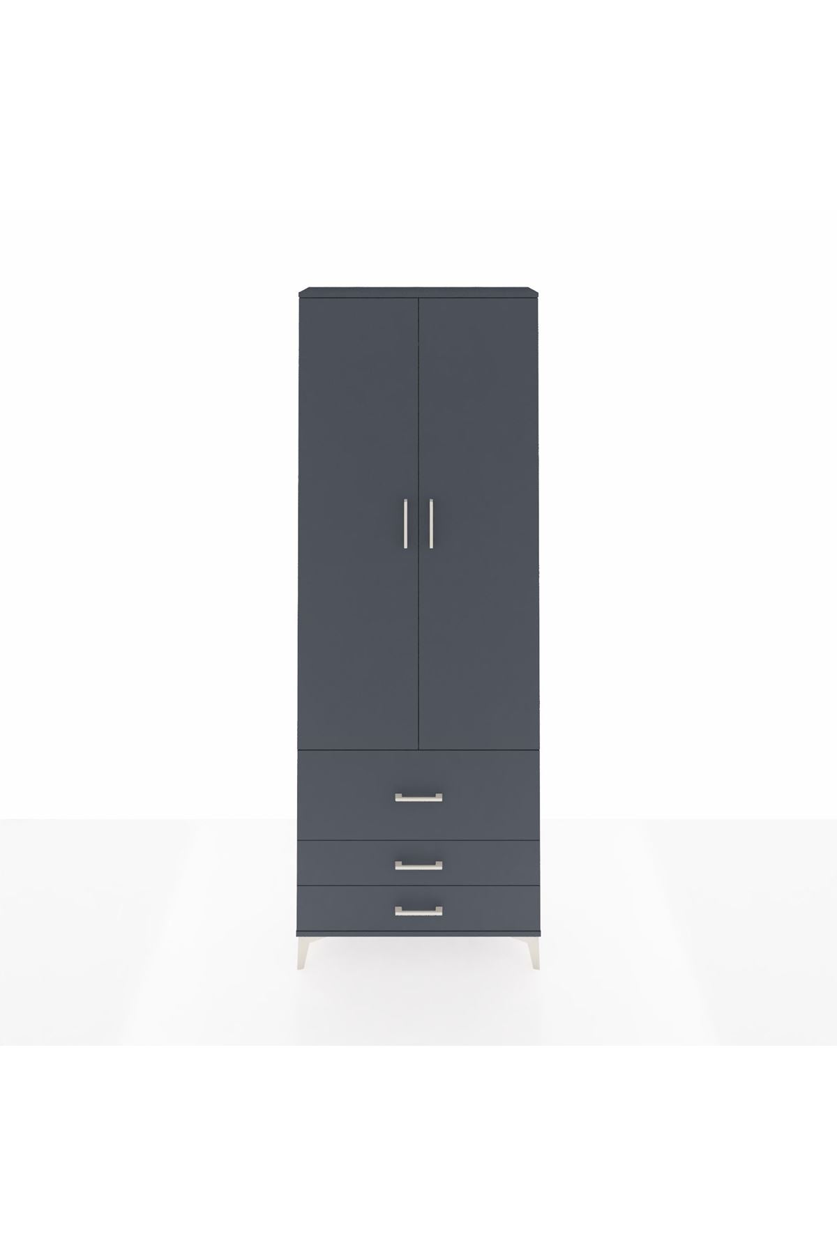 Arges Dolap Tek Raflı 3 Çekmeceli Tek Askılı 88x30x243 - S33M307V5A