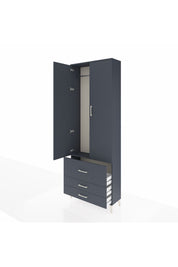 Arges Dolap Tek Raflı 3 Çekmeceli Tek Askılı 88x30x243 - S33M307V5A