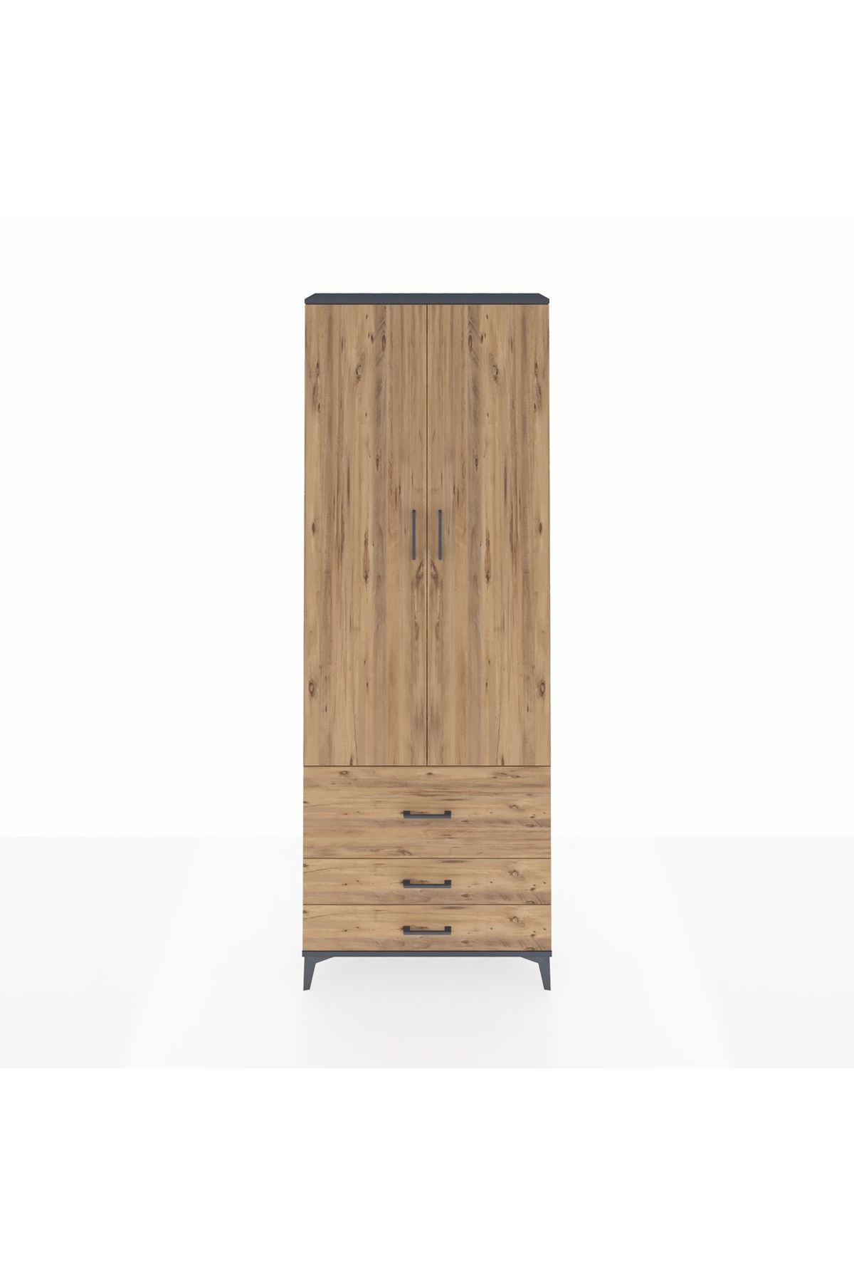 Arges Dolap Tek Raflı 3 Çekmeceli Tek Askılı 88x30x243 - S33M307V6A