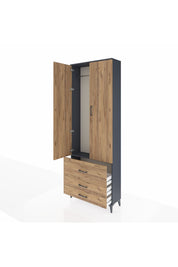 Arges Dolap Tek Raflı 3 Çekmeceli Tek Askılı 88x30x243 - S33M307V6A
