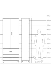 Arges Dolap Tek Raflı 3 Çekmeceli Tek Askılı 88x30x243 - S33M307V6A