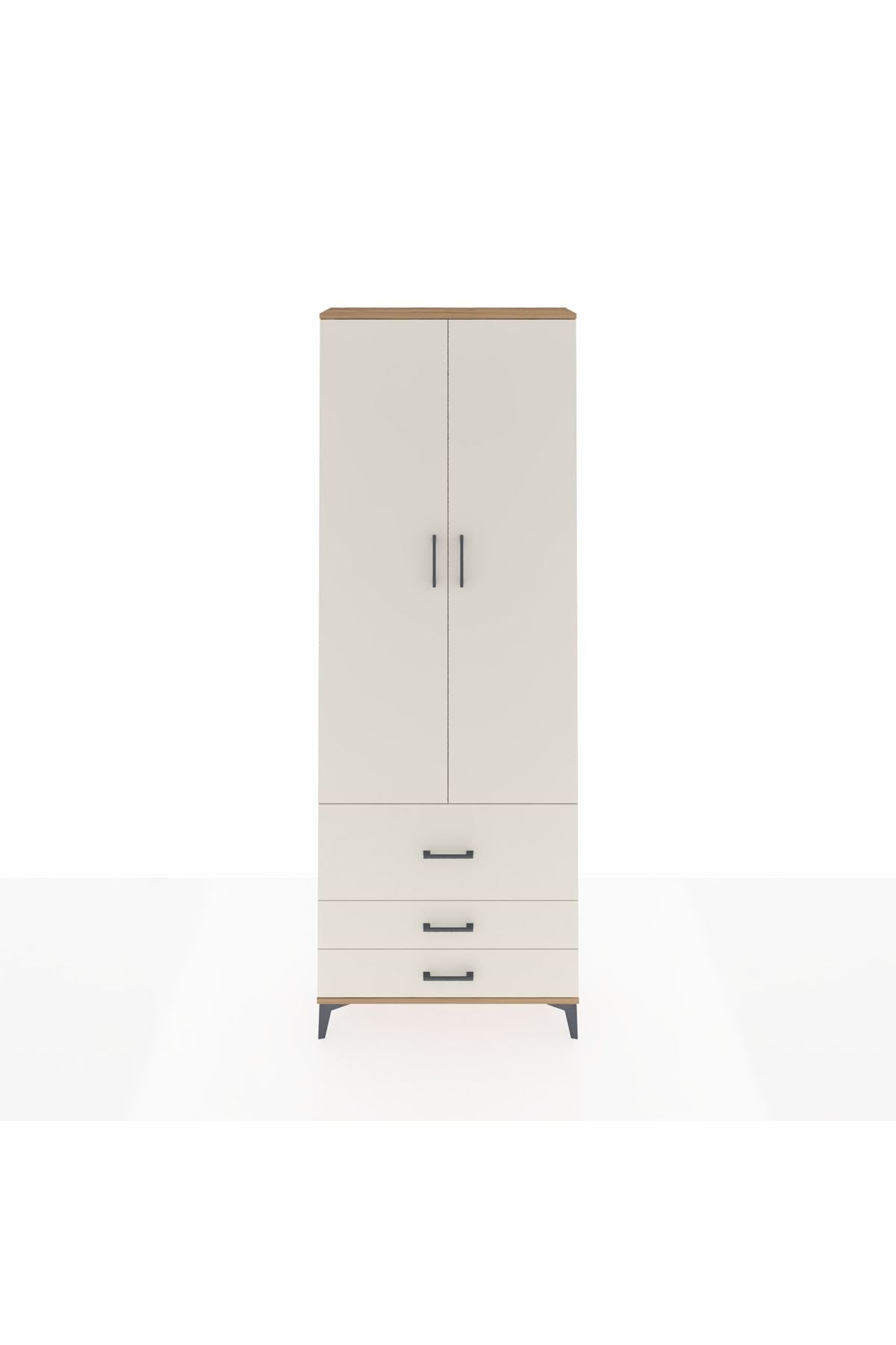 Arges Dolap Tek Raflı 3 Çekmeceli Tek Askılı 88x30x243 - S33M307V7A
