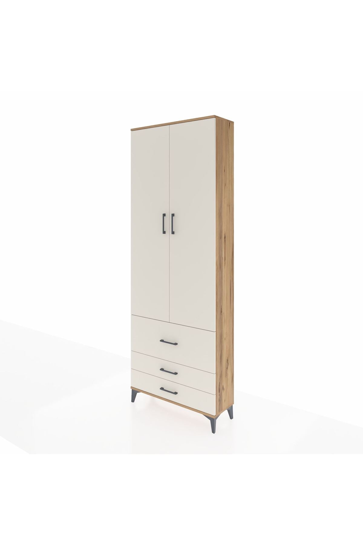 Arges Dolap Tek Raflı 3 Çekmeceli Tek Askılı 88x30x243 - S33M307V7A