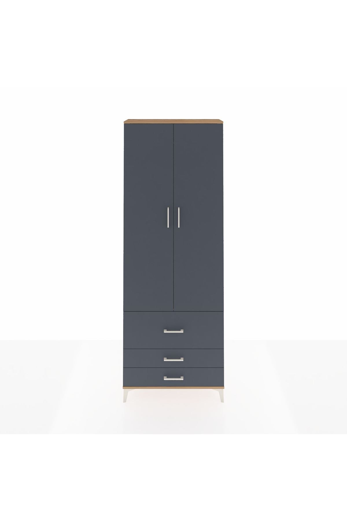 Arges Dolap Tek Raflı 3 Çekmeceli Tek Askılı 88x30x243 - S33M307V8A