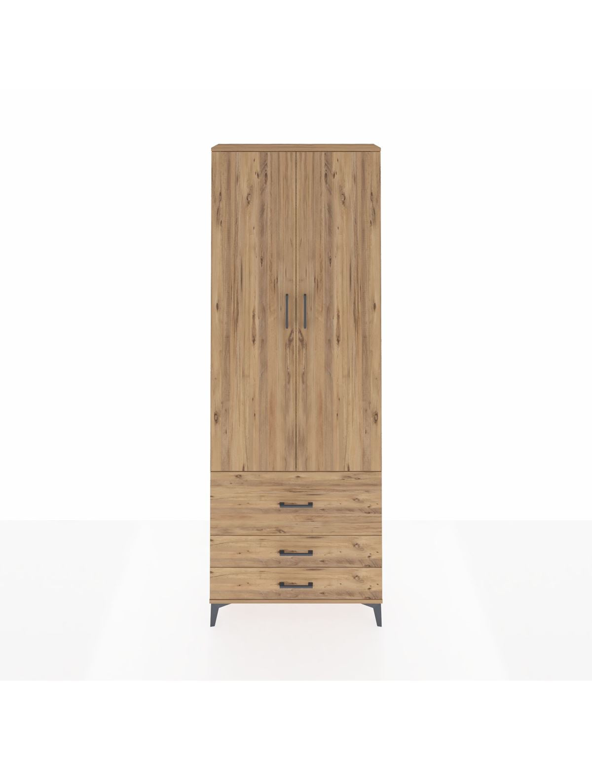 Arges Dolap Tek Raflı 3 Çekmeceli Tek Askılı 88x30x243 - S33M307V9A