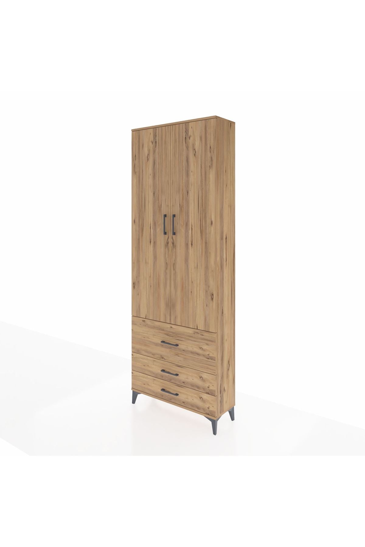 Arges Dolap Tek Raflı 3 Çekmeceli Tek Askılı 88x30x243 - S33M307V9A