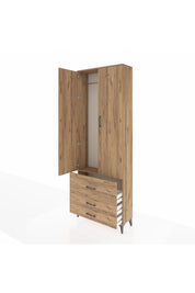 Arges Dolap Tek Raflı 3 Çekmeceli Tek Askılı 88x30x243 - S33M307V9A