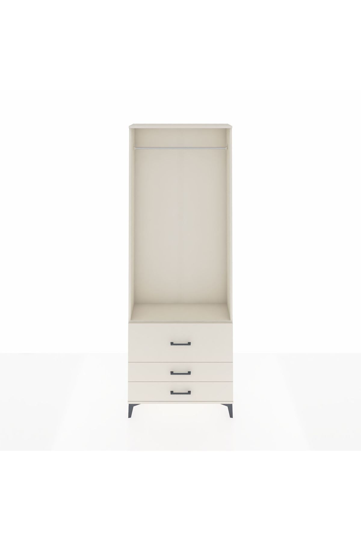 Arges Dolap Tek Raflı 3 Çekmeceli Tek Askılı 88x30x243 - S33M308V1A