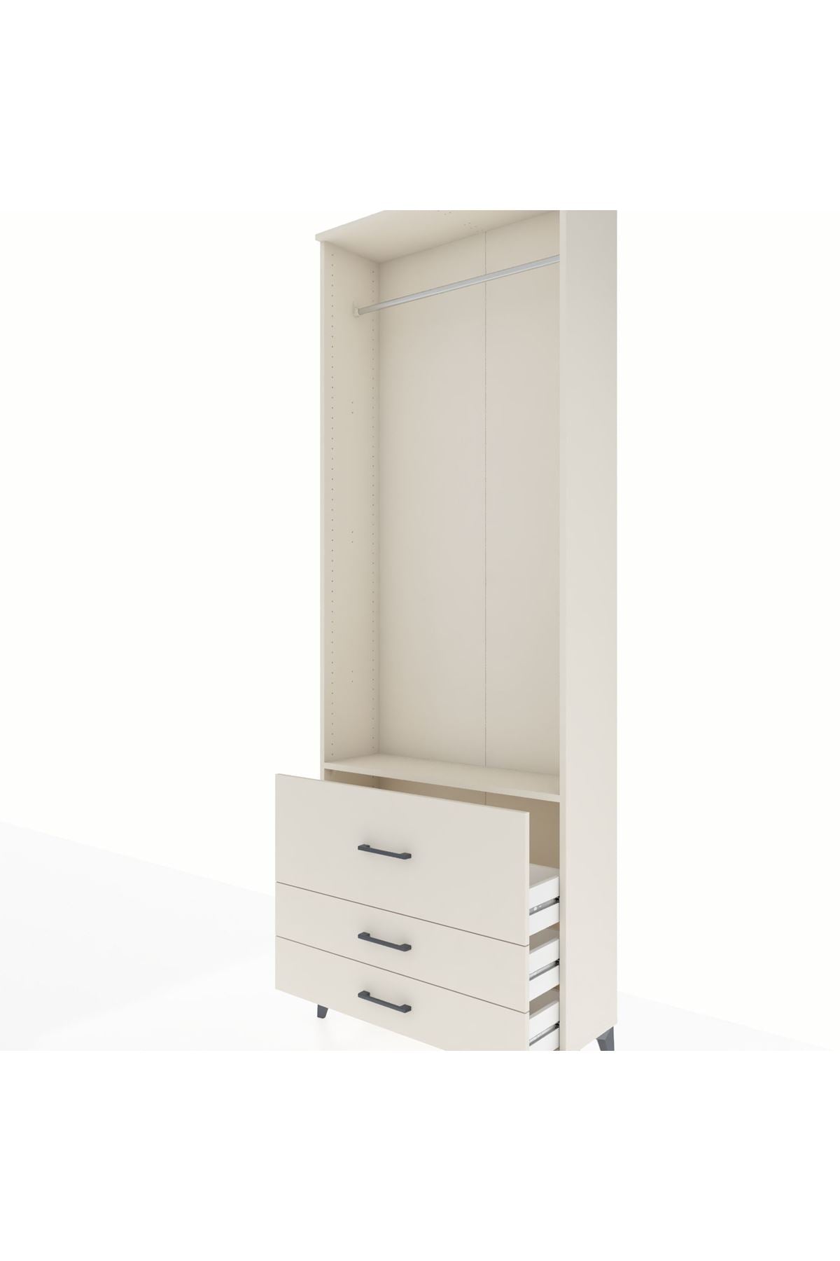 Arges Dolap Tek Raflı 3 Çekmeceli Tek Askılı 88x30x243 - S33M308V1A