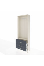 Arges Dolap Tek Raflı 3 Çekmeceli Tek Askılı 88x30x243 - S33M308V2A