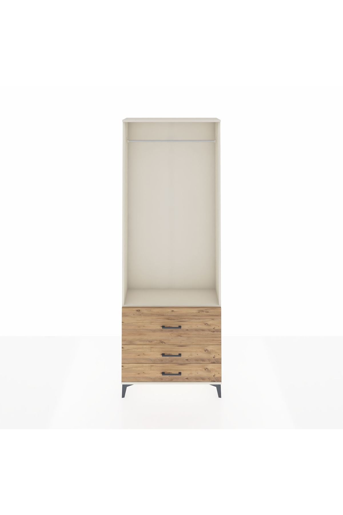 Arges Dolap Tek Raflı 3 Çekmeceli Tek Askılı 88x30x243 - S33M308V3A