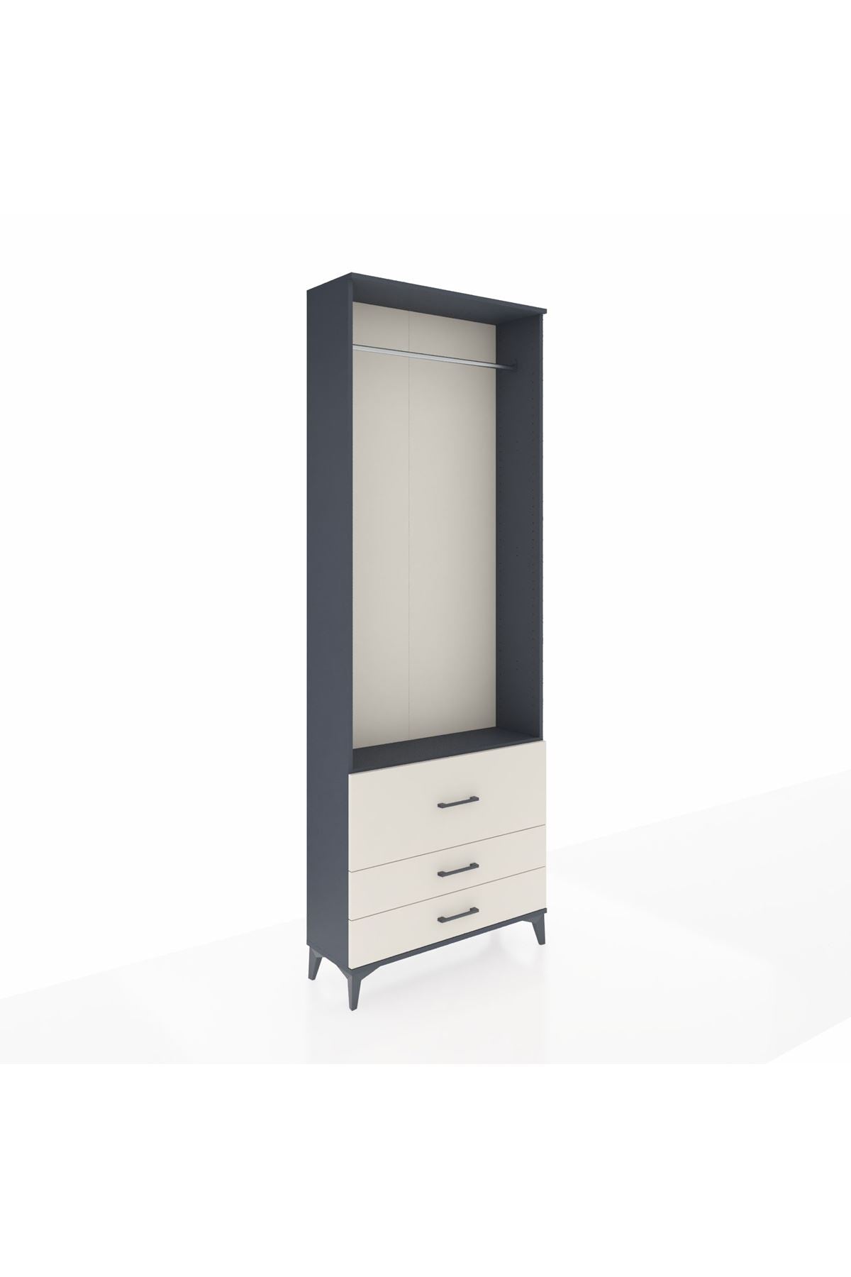Arges Dolap Tek Raflı 3 Çekmeceli Tek Askılı 88x30x243 - S33M308V4A