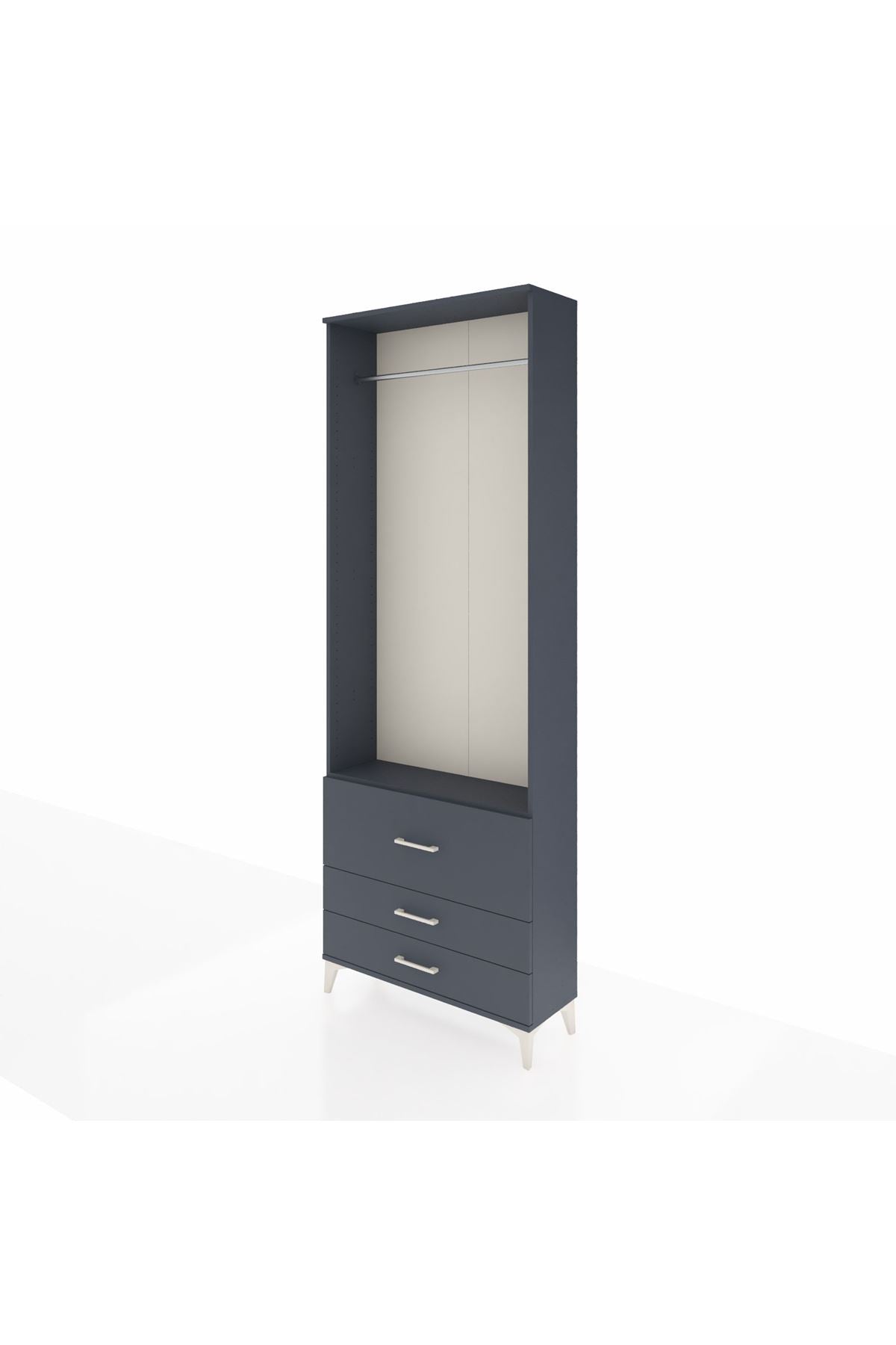 Arges Dolap Tek Raflı 3 Çekmeceli Tek Askılı 88x30x243 - S33M308V5A